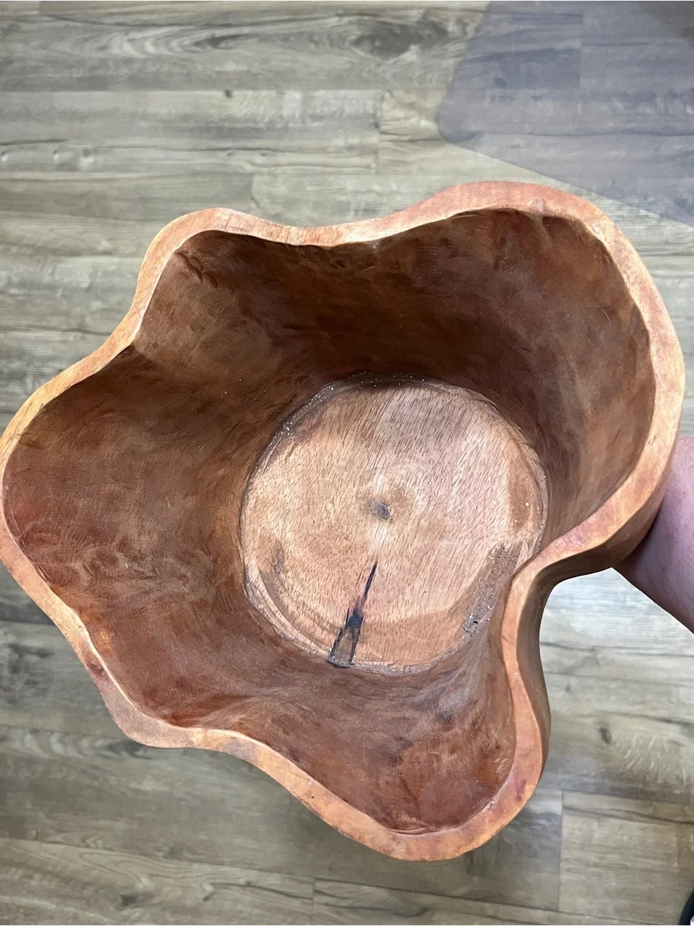 Pottery Barn Large Mango Wood Rustic Hand Carved Wood Bowl Free Form
